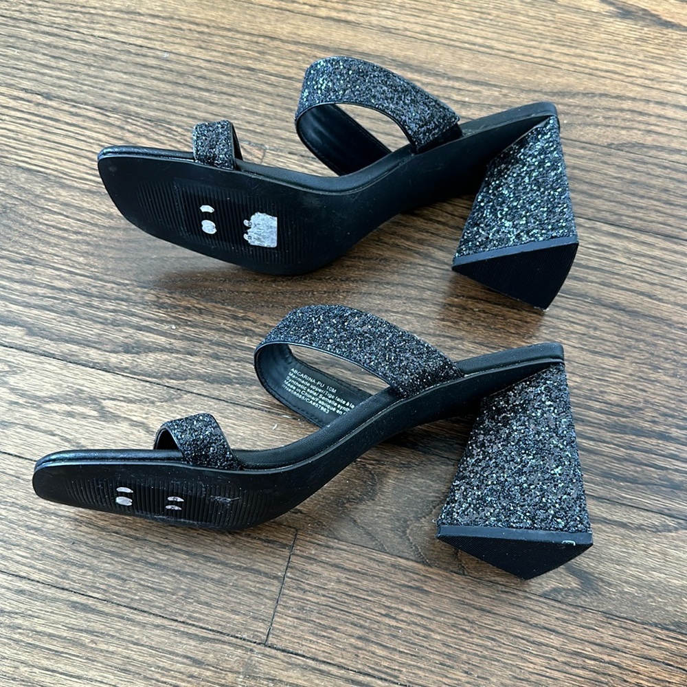 Abound Carina Black Glittered Heeled Slide Womens Dress Sandals Size 10 - Picture 7 of 13